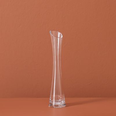 Vetro Trumpet Slant Mouth Clear Glass Vase 5.5X25Cm