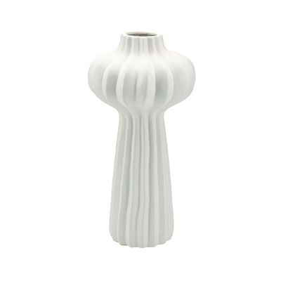 Norwich Ceramic Flutted Vase M 22X22X44.5Cm White