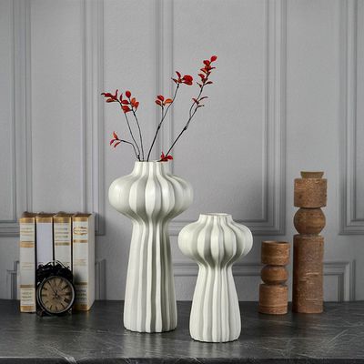 Norwich Ceramic Flutted Vase M 22X22X44.5Cm White