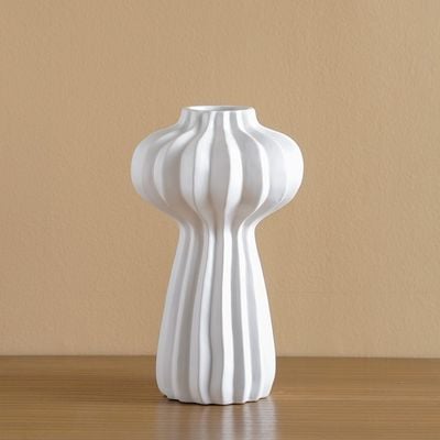 Norwich Ceramic Flutted Vase S 19X19X32Cm White