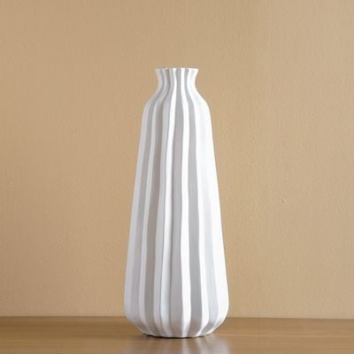 Norwich Ceramic Flutted Vase L 20X20X50Cm White