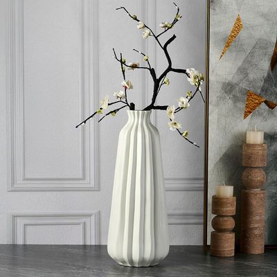 Norwich Ceramic Flutted Vase L 20X20X50Cm White