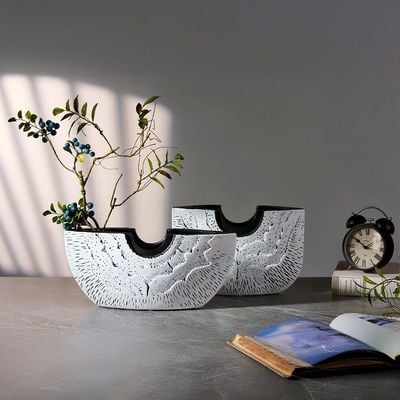 Norwich Ceramic Rock Textured Vase S 30X10X20Cm Silver