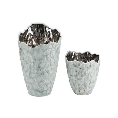 Norwich Ceramic Abstract Textured Vase S 20.5X21X25.5Cm Silver