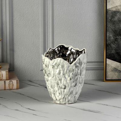 Norwich Ceramic Abstract Textured Vase S 20.5X21X25.5Cm Silver