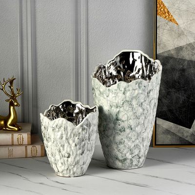 Norwich Ceramic Abstract Textured Vase L 26X26X42.5Cm Silver