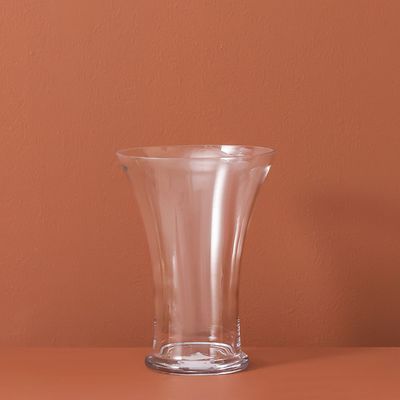 Vetro Ribbed Conical Clear Glass Vase 22X30Cm