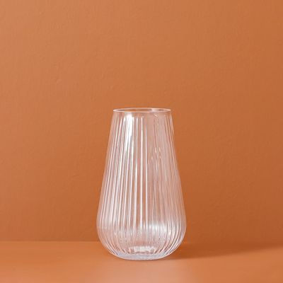 Vetro Fluted Clear Glass Vase 14X23Cm