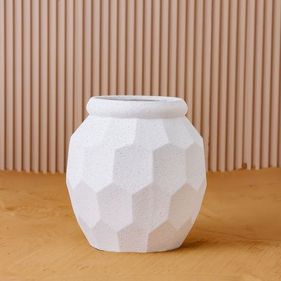 Mateo Polyresin Faceted Planter White 45X45X46Cm