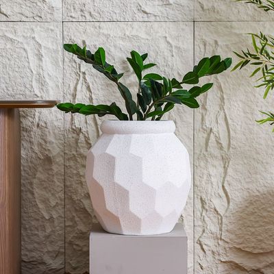 Mateo Polyresin Faceted Planter White 45X45X46Cm