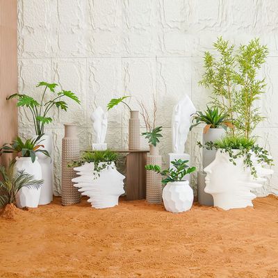 Mateo Polyresin Faceted Planter White 45X45X46Cm