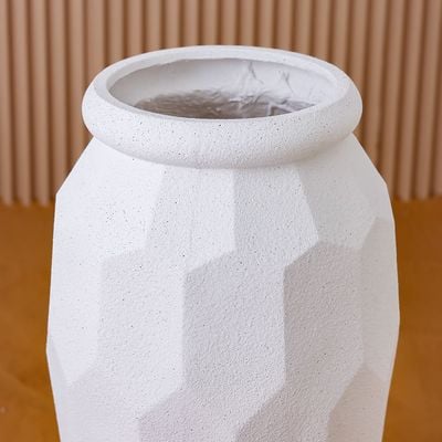 Mateo Polyresin Faceted Urn Planter White 43.5X43.5X80.5Cm