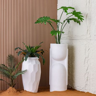 Mateo Polyresin Faceted Urn Planter White 43.5X43.5X80.5Cm