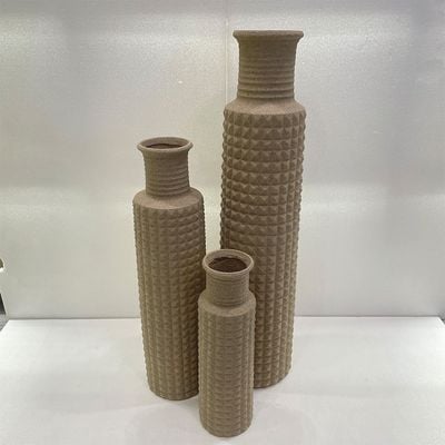 Mateo Polyresin Spiky Textured Vase Brwn 29.5X29.5X128Cm