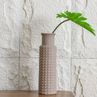 Mateo Polyresin Spiky Textured Vase Brwn 19.5X19.5X64Cm