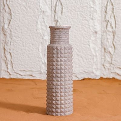 Mateo Polyresin Spiky Textured Vase Brwn 19.5X19.5X64Cm