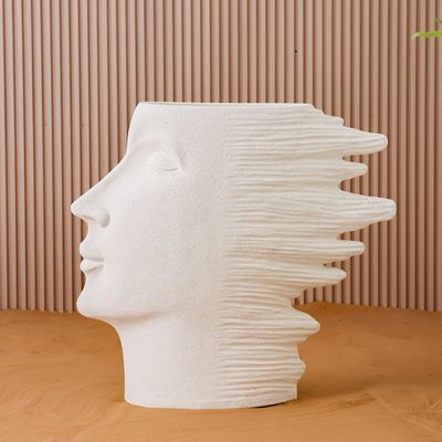 Mateo Polyresin Face In The Wind Planter Beige 101X31X92 Cm