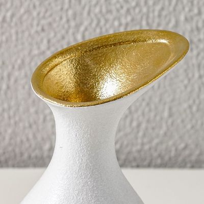 Mateo Ceramic Funnel Vase White/Gold 14X14X24Cm