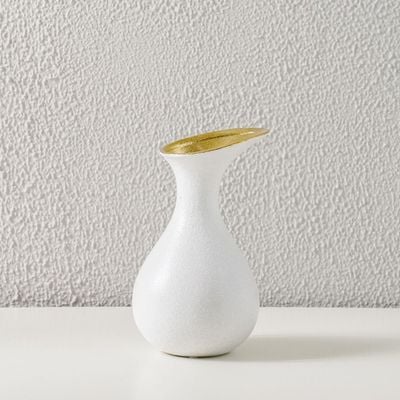 Mateo Ceramic Funnel Vase White/Gold 14X14X24Cm