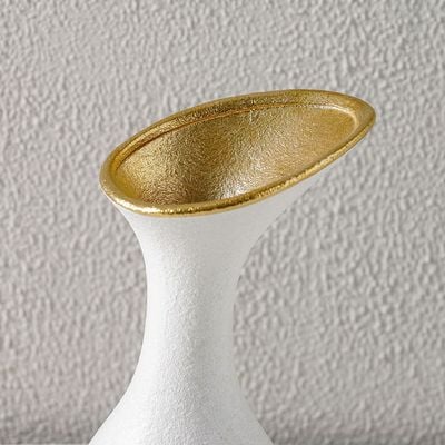 Mateo Ceramic Funnel Vase White/Gold 16.5X16.5X37 Cm