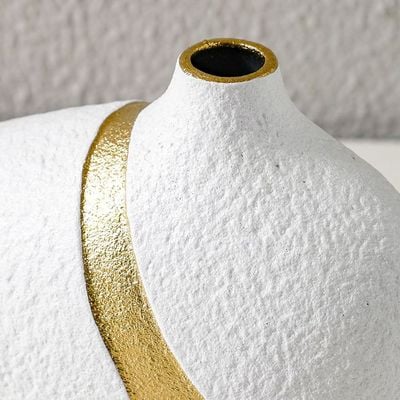 Mateo Ceramic 2-Tone Rift Vase White/Gold 30X11.5X20.5 Cm