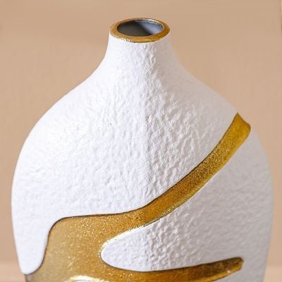 Mateo Ceramic 2-Tone Rift Vase White/Gold 18X10X30Cm