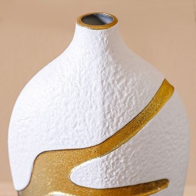 Mateo Ceramic 2-Tone Rift Vase White/Gold 20.5X11.5X37.5 Cm