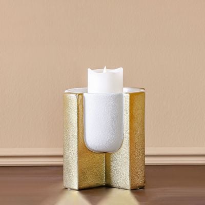 Mateo Ceramic Dothy Planter White/Gold 17.5X17.5X19.5Cm