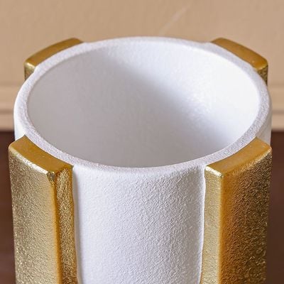 Mateo Ceramic Dothy Planter White/Gold 17.5X17.5X19.5Cm