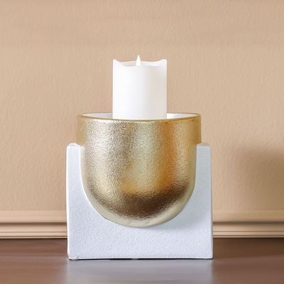 Mateo Ceramic Dothy Planter White/Gold 20X18X19 Cm