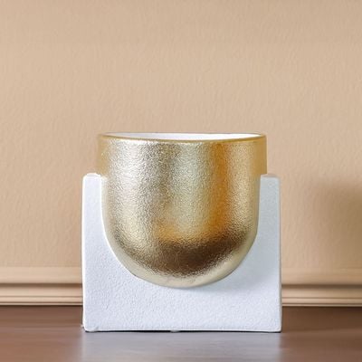 Mateo Ceramic Dothy Planter White/Gold 20X18X19 Cm