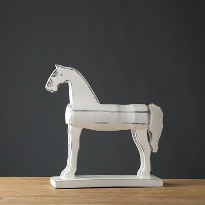 Ava Polyresin Horse Sculpture White 50X13.5X50Cm