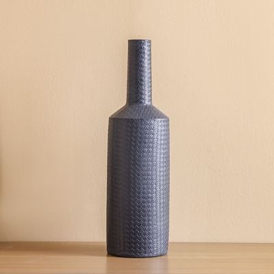 Ava Polyresin Cane Texture Vase Black 16X16X57Cm