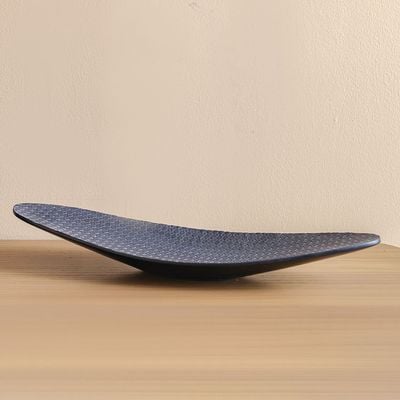 Ava Polyresin Cane Texture Platter Black 65.5X21X9.5Cm