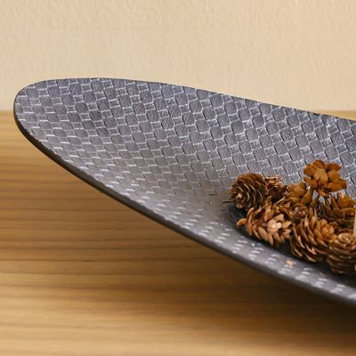 Ava Polyresin Cane Texture Platter Black 65.5X21X9.5Cm