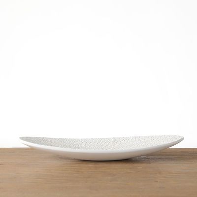 Ava Polyresin Cane Texture Platter White 49X15X6Cm