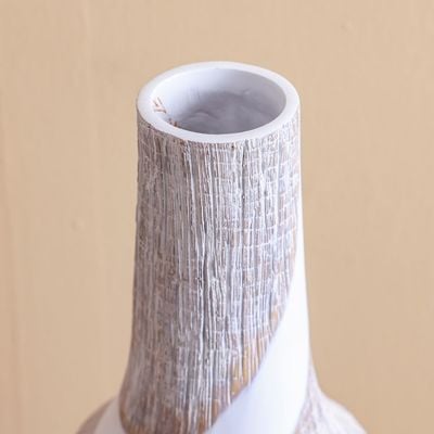 Ava Polyresin 2-Tone Textured Vase White 18X18X47Cm