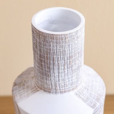 Ava Polyresin 2-Tone Textured Vase White 18.5X18.5X35Cm