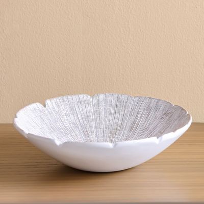 Ava Polyresin 2-Tone Texture Platter White 31X31X8.5Cm