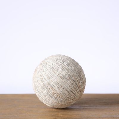 Ava Polyresin 2-Tone Texture Deco Ball White 10X10X10Cm