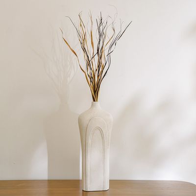 Ava Polyresin Drop Sand Texture Vase White 18X12X45Cm