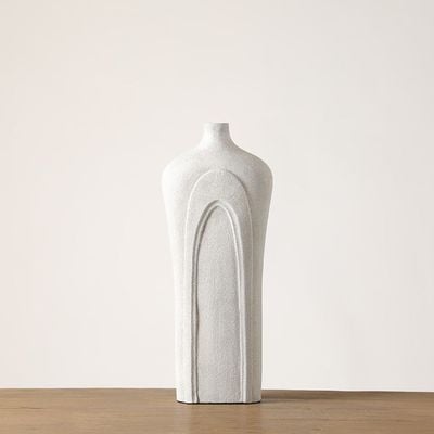 Ava Polyresin Drop Sand Texture Vase White 18X12X45Cm