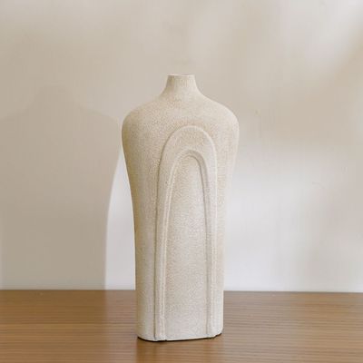 Ava Polyresin Drop Sand Texture Vase White 16X10X35Cm