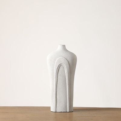 Ava Polyresin Drop Sand Texture Vase White 16X10X35Cm