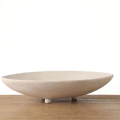 Ava Polyresin Drop Sand Texture Platter White 50X29X11Cm