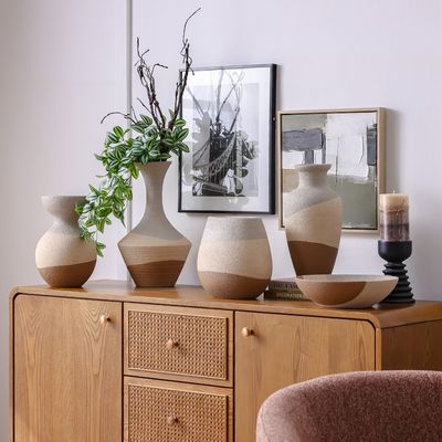 SS25 Lexie Caramel Ceramic Tumble Vase Tawny 21.5X21.5X31.5Cm