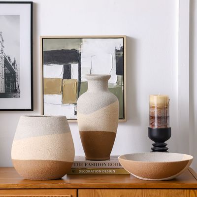 SS25 Lexie Caramel Ceramic Urn Vase Tawny 18.5X18.5X37.5Cm