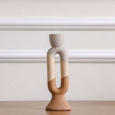 SS25 Lexie Caramel Ceramic Loop Candle Holder Tawny 10.2X6.8X26.7Cm