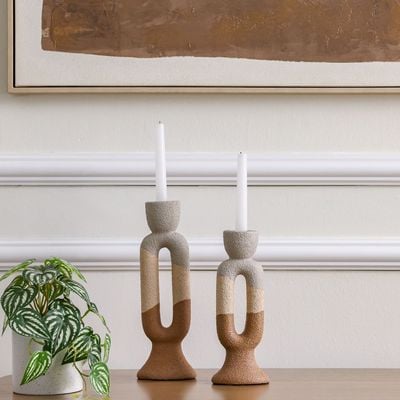 SS25 Lexie Caramel Ceramic Loop Candle Holder Tawny 10.2X6.8X26.7Cm