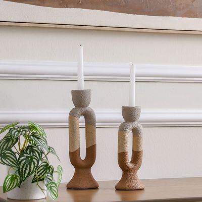 SS25 Lexie Caramel Ceramic Loop Candle Holder Tawny 10.2X6.8X26.7Cm